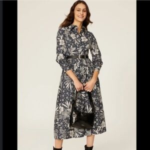 Hunter Bell Hattie Gray Floral Shirt Dress Size XS